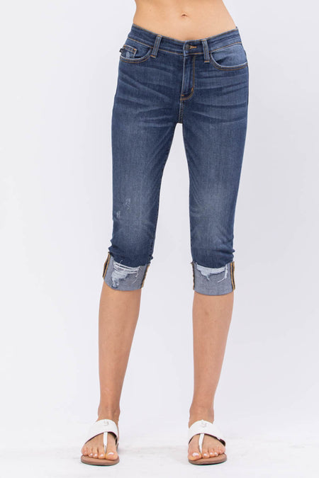 150033   Talia Hi-Waisted Button Fly Destroyed Shorts by Judy Blue