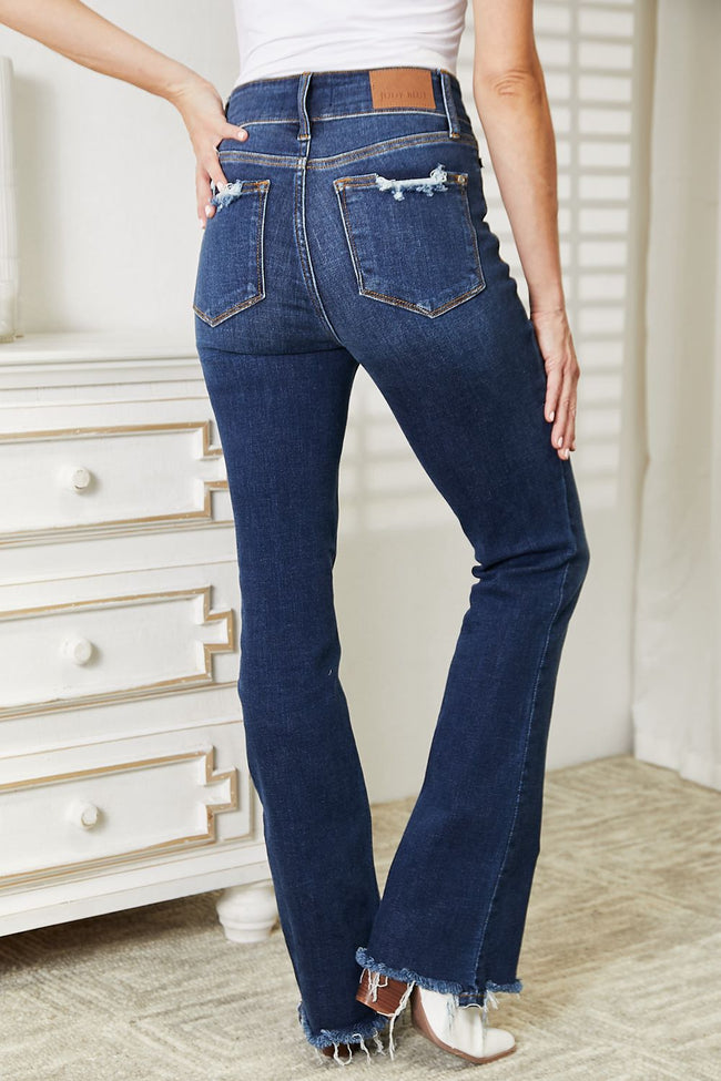 Ellie Hi-Rise Vintage Frayed Hem Bootcut Judy Blue Jeans - ONLINE EXCLUSIVE!