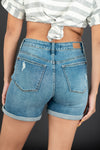 150121   Rochelle Dandelion Mid-Rise Cuffed Judy Blue Shorts