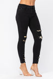 82168   Juliana Black Mid-Rise Skinny Leopard Patch Judy Blue Jeans