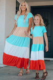 Vestido largo Mommy & Me con bloques de color para niñas - ¡EXCLUSIVO EN LÍNEA!