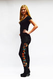 Luisa Crushed Velvet Embroidered Leggings - Plus Size ONLY