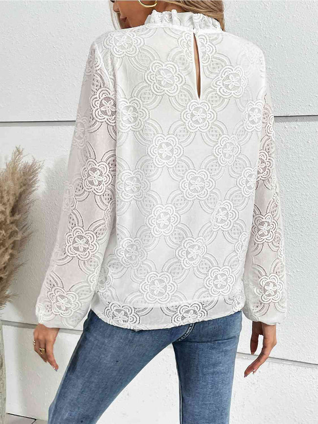 Evelyn Eyelet Round Neck Long Sleeve Blouse - ONLINE EXCLUSIVE!