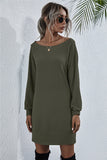 Waffle-Knit Boat Neck Mini Dress - ONLINE EXCLUSIVE!