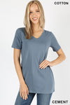 1009   Various Colors Cotton V-neck Basic T-Shirt