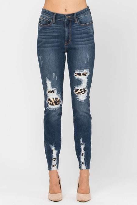 82250   Markie Mid-Rise Destroyed Cuff Skinny Capri Judy Blue Jeans