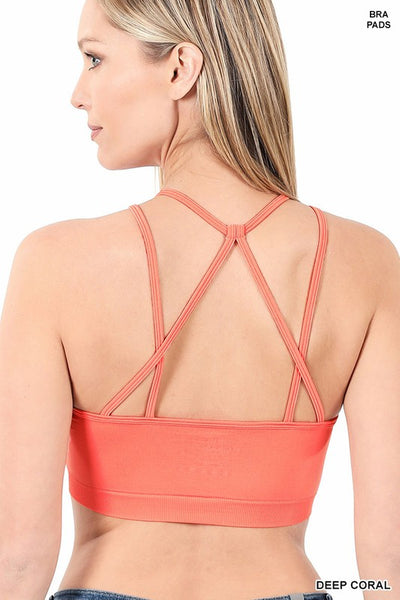 Brand - Mae Women's Hi-Neck Bralette with Cutouts (for A-C Cups),  Coral, X-Large : : Clothing, Shoes & Accessories