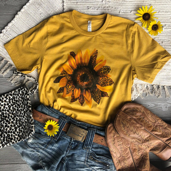 757   Liza's Leopard Sunflower Graphic T-Shirt