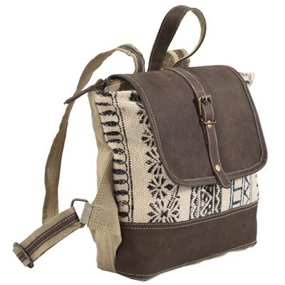 Olay Bags Aztec Print with Faux Leather Flap Backpack - LB101