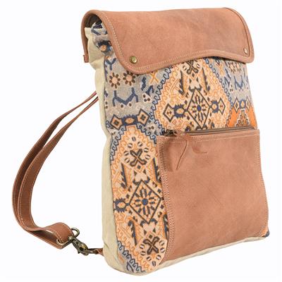 Olay Bags Aztec Print with Faux Leather Flap Backpack - LB132