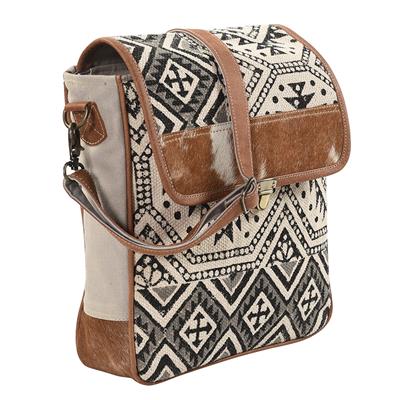 Olay Bags Aztec Print with Faux Cow Hair on Hide Flap Backpack - LB173