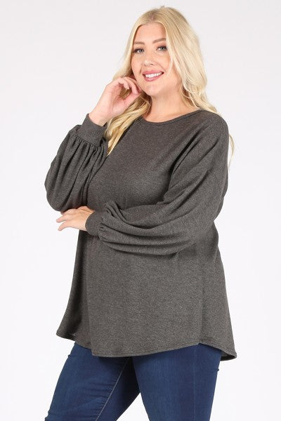 001866   Gracie Bubble Sleeve Sweater Top