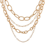 142850  Gold chain linked layered necklace
