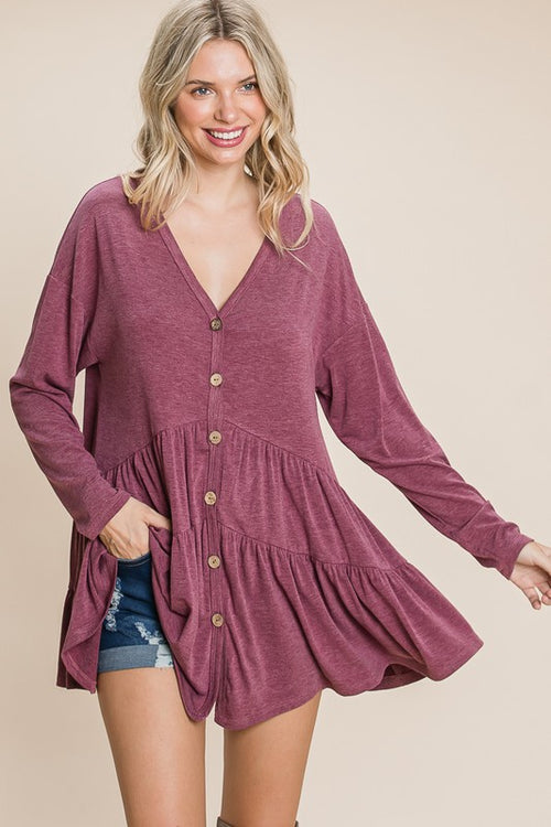 Angela Button Down Swing Top