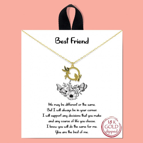 149381   Gold Short Metal "Best Friends" Necklace