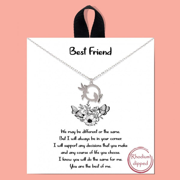 149382   Silver Short Metal "Best Friends" Necklace