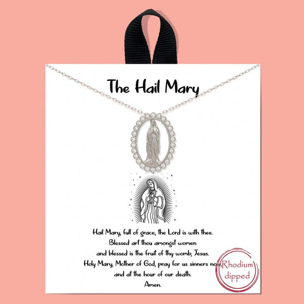 149402   Silver Short Metal "Hail Mary" Necklace