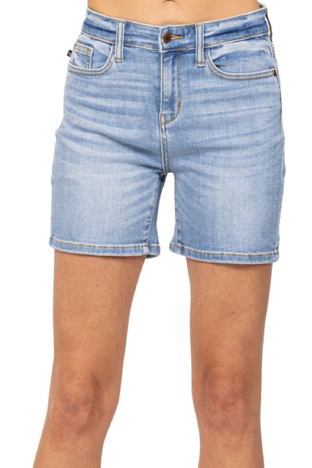 150033   Talia Hi-Waisted Button Fly Destroyed Shorts by Judy Blue