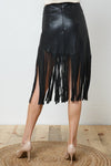 Edalyn Faux Leather Fringe Knee Length Skirt