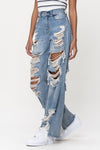 Jody Hi-Rise Super Distressed Wide Leg Jeans