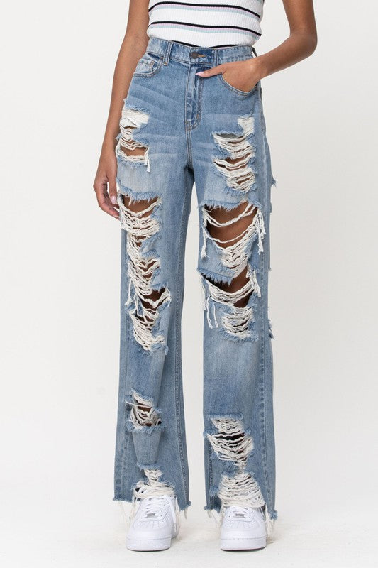 Jody Hi-Rise Super Distressed Wide Leg Jeans – True Betty Boutique