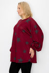 10887   Mila Bubble Sleeve Star Print Top - Extended Plus!