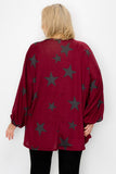 10887   Mila Bubble Sleeve Star Print Top - Extended Plus!