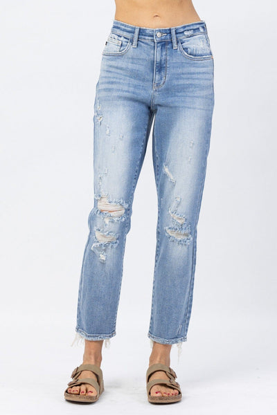 82391   Desiree 90's Hi-Rise Slim Straight Leg Jeans by Judy Blue Jeans