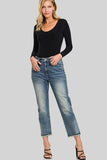 Libby Hi-Rise Boyfriend Jeans w/ Cuff by Zenana Jeans