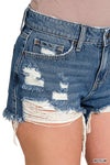 Kasey Low Rise Distressed Jean Shorts by Zenana