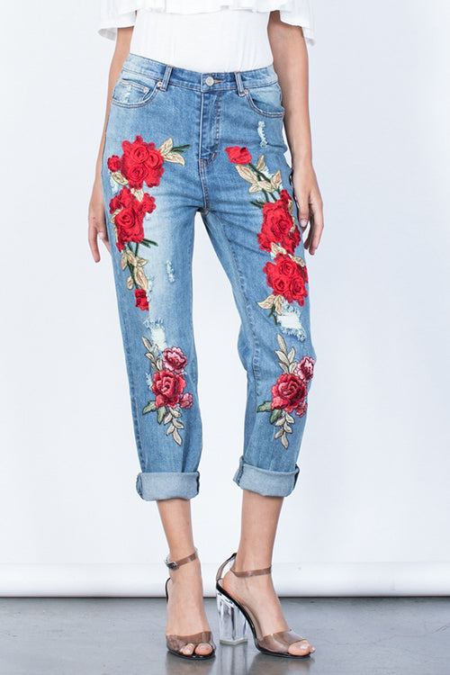 Jeans Vinita con bordado de flores - Reg &amp; Plus! - ¡EXCLUSIVO EN LÍNEA!
