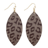 22258X   Faux Leather Leopard Print Earrings