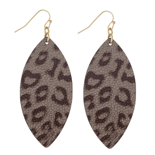 22258X   Faux Leather Leopard Print Earrings
