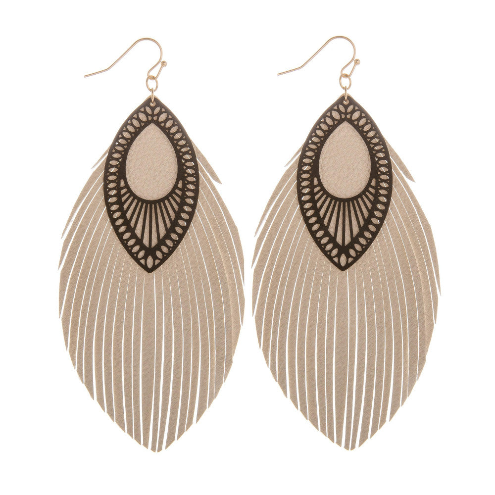 Moon Beam Leather Earrings © in Light Brown – Aha Crafted