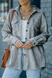Textured Button Down Shirt Jacket with Pockets - ONLINE EXCLUSIVE!