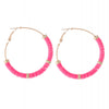 237771  Polymer Clay spacer disc beaded statement hoop earring with gold accents