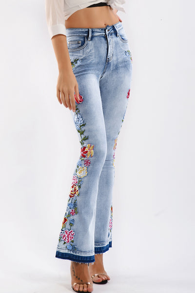Castanetta Flower Embroidery Wide Leg Jeans - Reg & Plus! - ONLINE EXCLUSIVE!