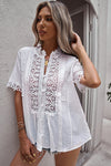 Eliana Buttoned Spliced Lace Blouse - ONLINE EXCLUSIVE!
