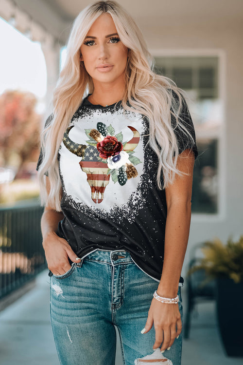 US Flag Bull Graphic Round Neck Tee - ONLINE EXCLUSIVE!