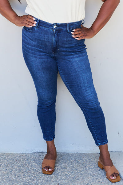 Marie Mid Rise Crinkle Ankle Detail Skinny Judy Blue Jeans - ONLINE EXCLUSIVE!