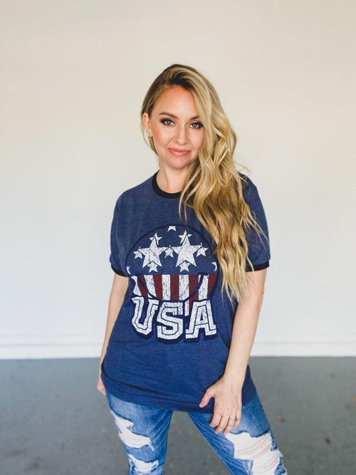 USA Smiley Graphic T-Shirt