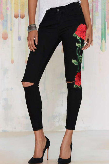 Renata Flower Embroidery Wide Leg Jeans - Reg & Plus! - ONLINE EXCLUSIVE!