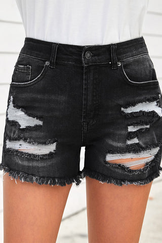 Distressed Cuffed Raw Hem Denim Shorts – RiverSass Boutique