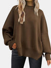 Round Neck Drop Shoulder Slit Sweater - ONLINE EXCLUSIVE!