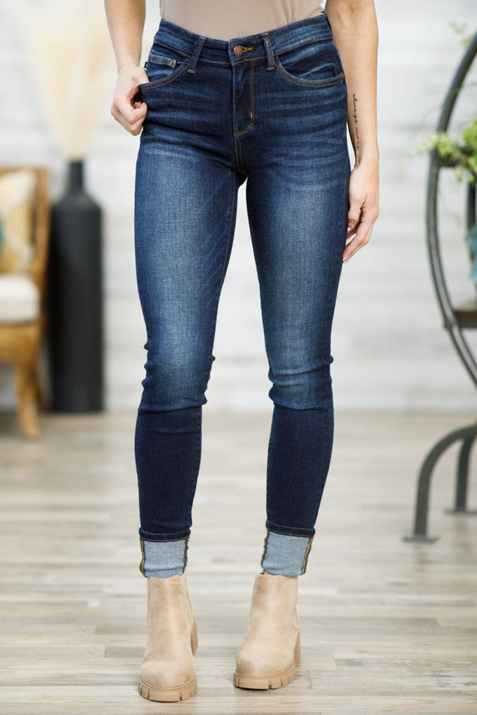 Esme Mid-Rise Long Inseam (34) Uncuffed Skinny Judy Blue Jeans