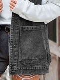 Armonda Button Up Sleeveless Denim Jacket with Pockets - TRENDING!