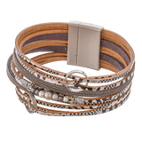 427155   Metallic Geometric Print Faux Leather Multi-Strand Magnetic Bracelet
