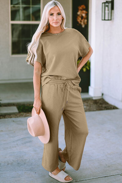 Alessandra Texture Short Sleeve Top and Pants Set - ONLINE EXCLUSIVE!