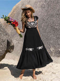 Lucia Embroidered Square Neck Ruffle Hem Dress - ONLINE EXCLUSIVE!