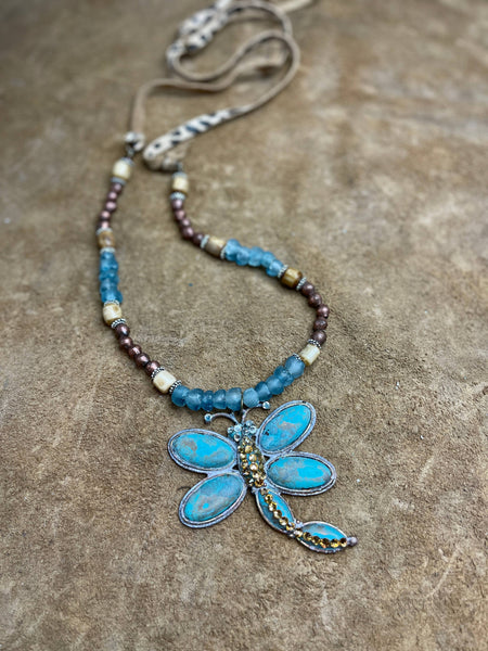 44284   Authentic Turquoise Feather Necklace by A Rare Bird